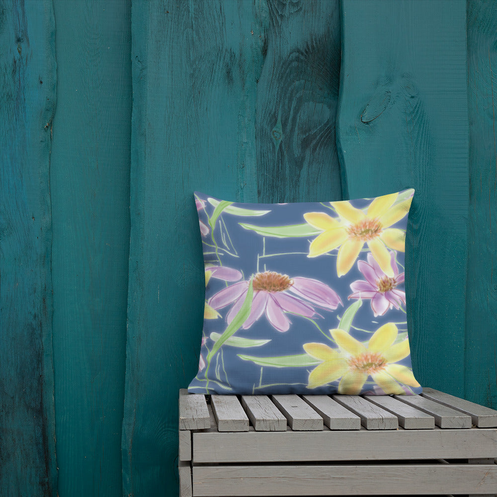 beautiful large print flower designer pillow for couch or patio