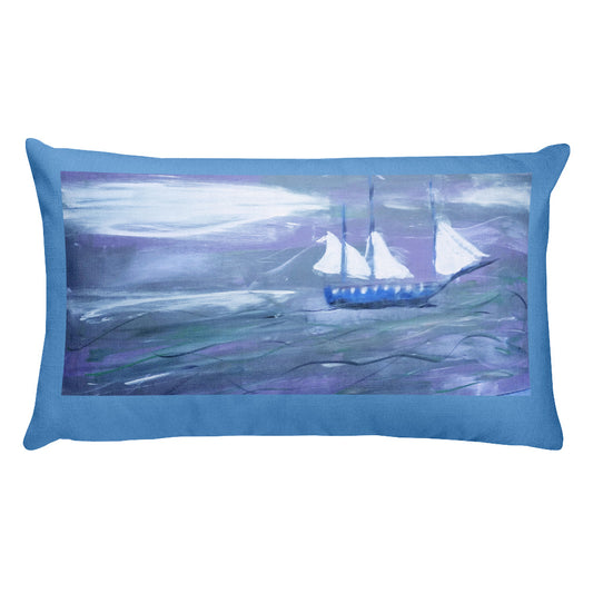 Blue Sailboat Pillow Artist designed pillow 20x12